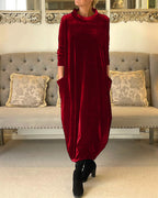 Cozy Velvet Dress Featuring Convenient Pockets