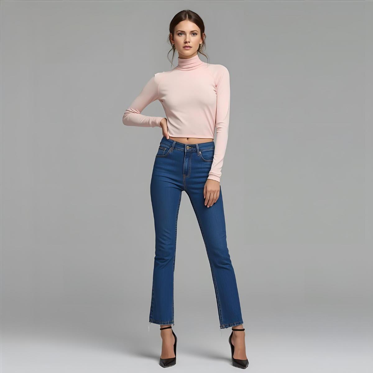 SERENYA | Pink Fitted Long-Sleeve Elegant Casual Top