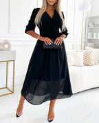 Heart-Shaped Neckline Solid Color Dress