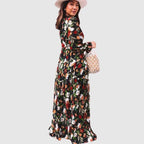 Floral Print Chiffon Maxi Dress