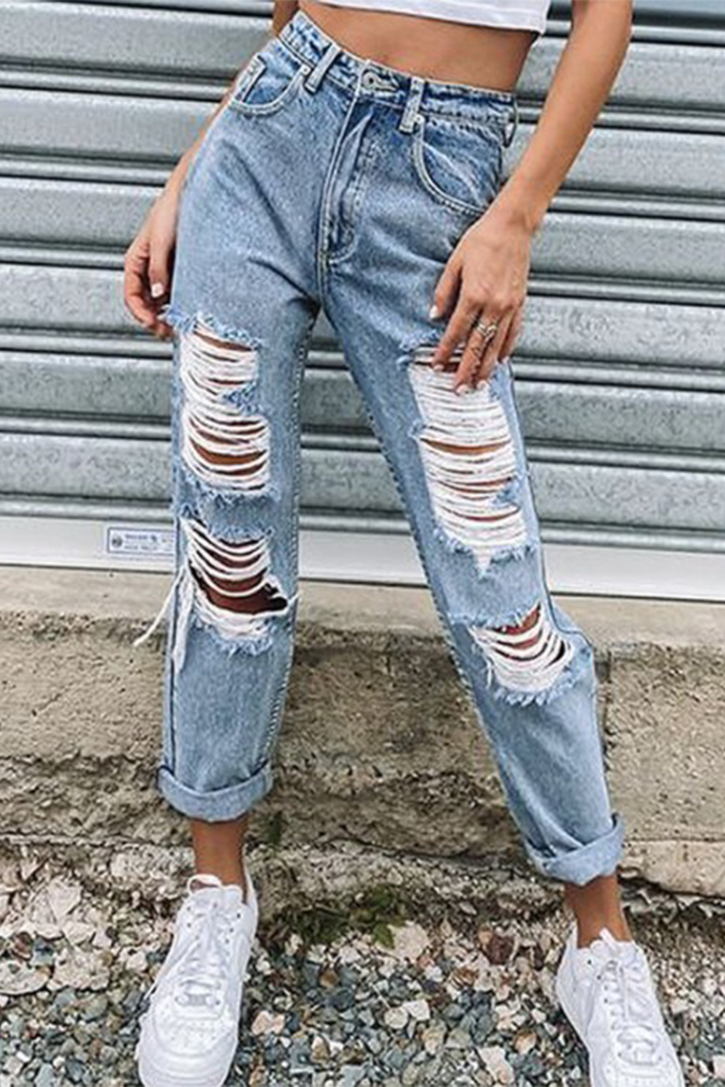 Vintage-Inspired Straight-Leg Jeans with Distressed Details