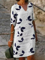 Floral Print Half Sleeve Dress for Women