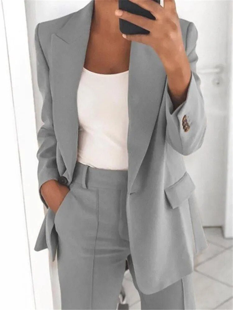 Blazer and Wide-Leg Trouser Ensemble