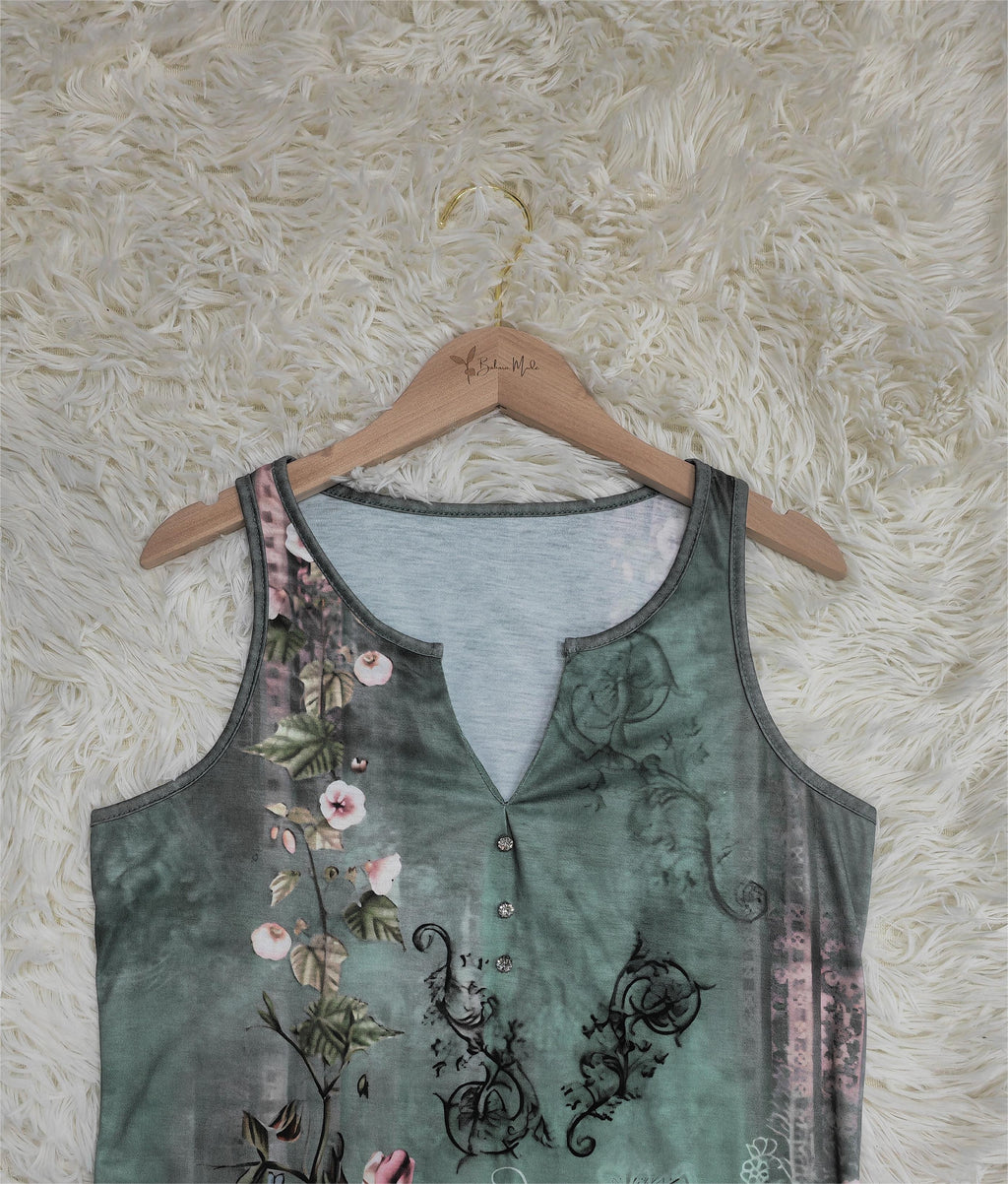 Watercolor Floral Sleeveless Blouse