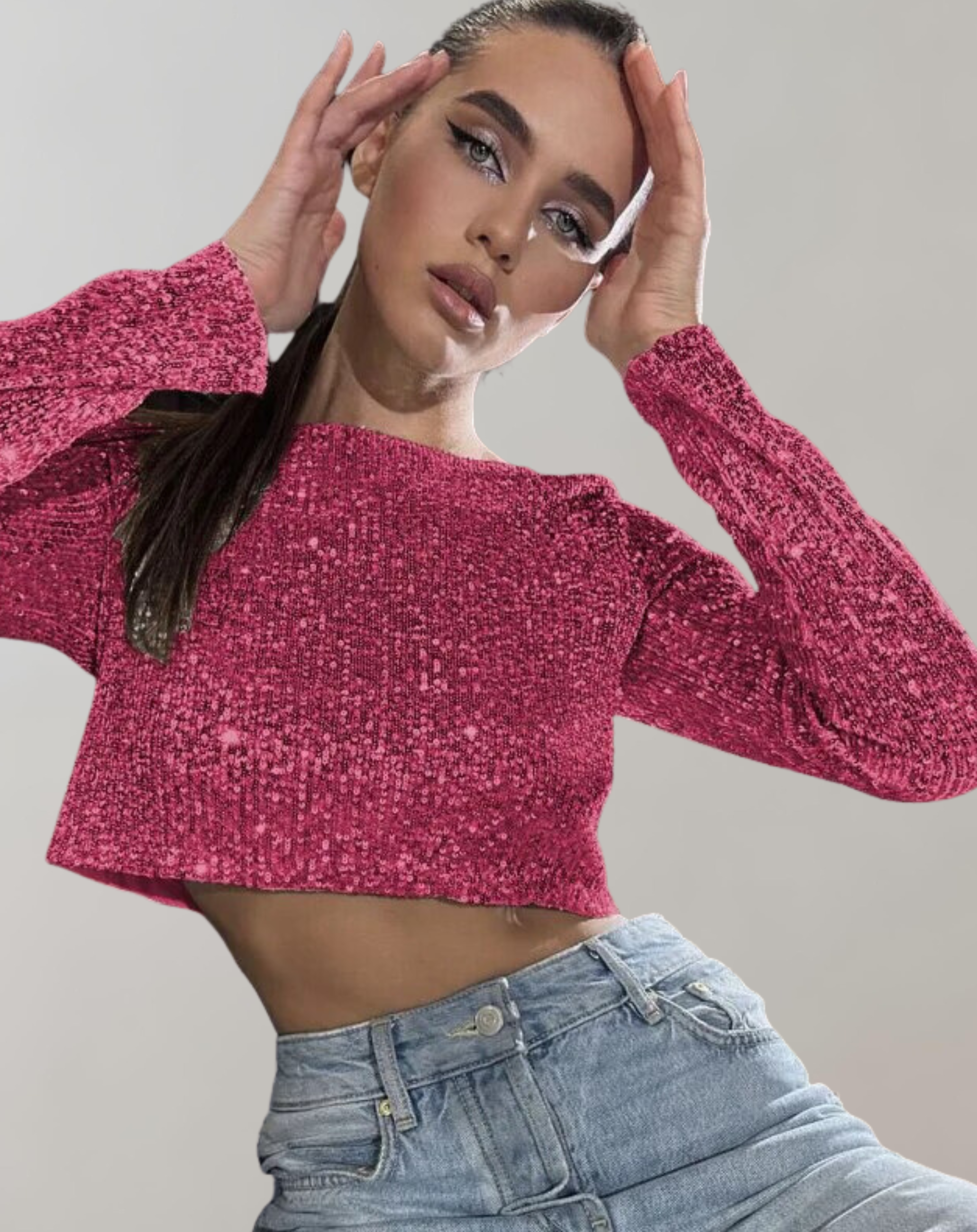 Women's Shimmering Sequin Crop Top