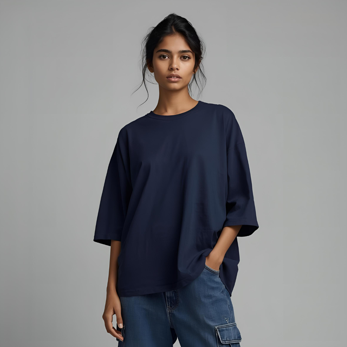 NAVERRA | Oversized Dark Blue Modern Streetwear T-Shirt