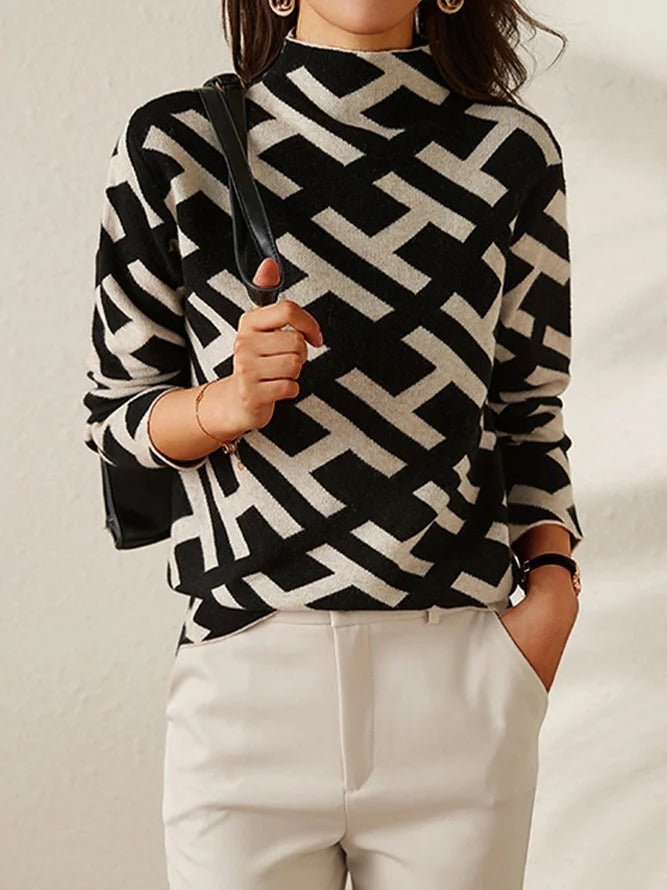 Stylish and Cozy Geometric Knit Sweater