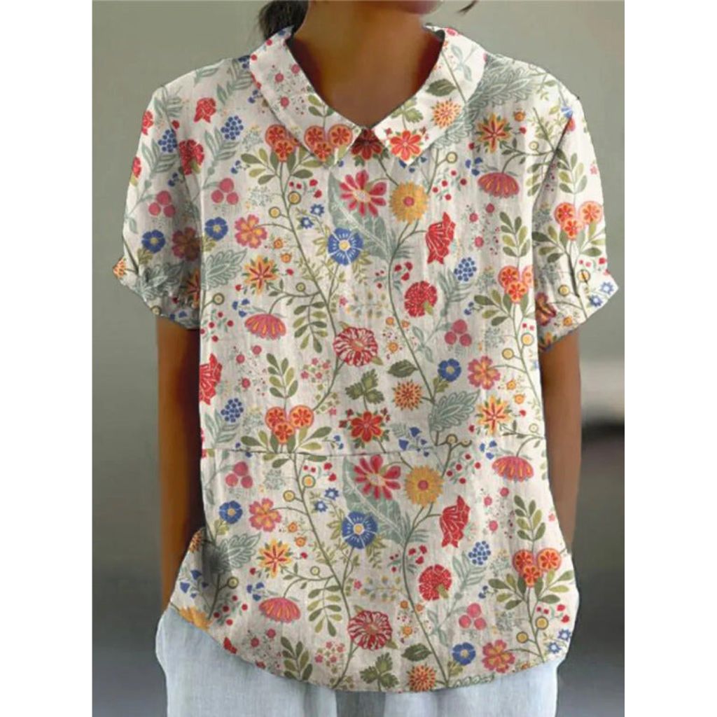 Floral Cotton Blouse with Pastoral Charm