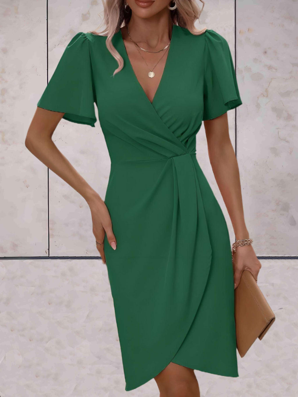 Chic Short Sleeve Wrap Dress