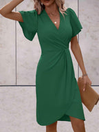 Chic Short Sleeve Wrap Dress