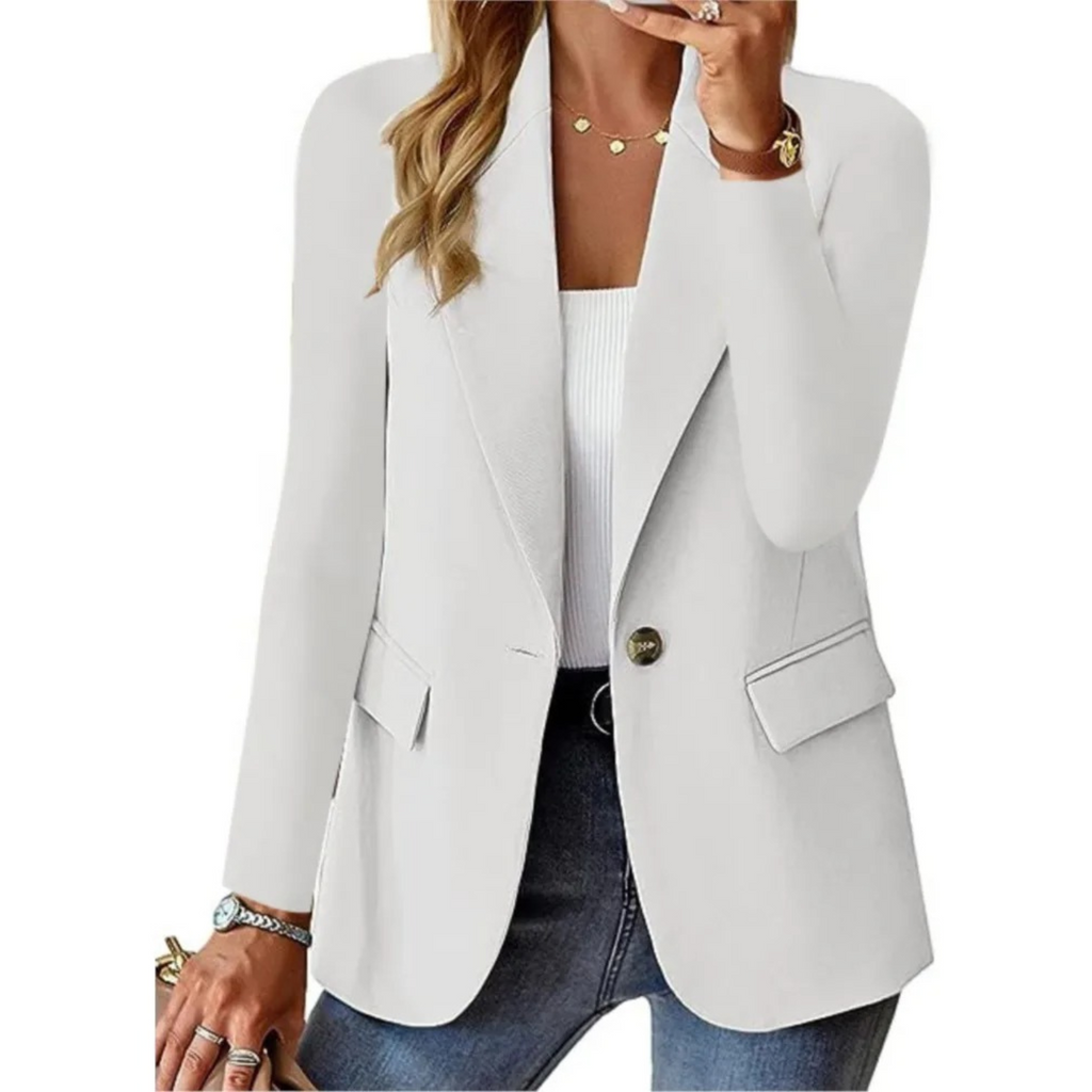 Button-Closure Women's Blazer with Practical Pockets