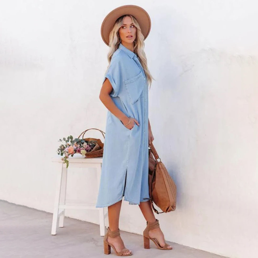 Ayla Short Sleeve Denim Dress