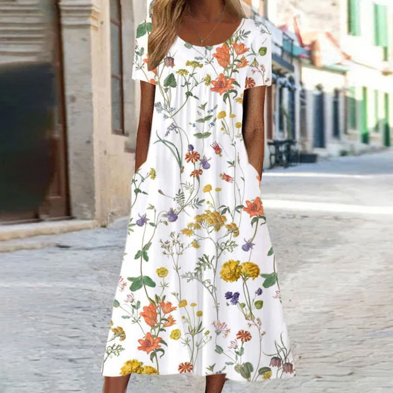 Chic Floral Dress Featuring Tummy Control