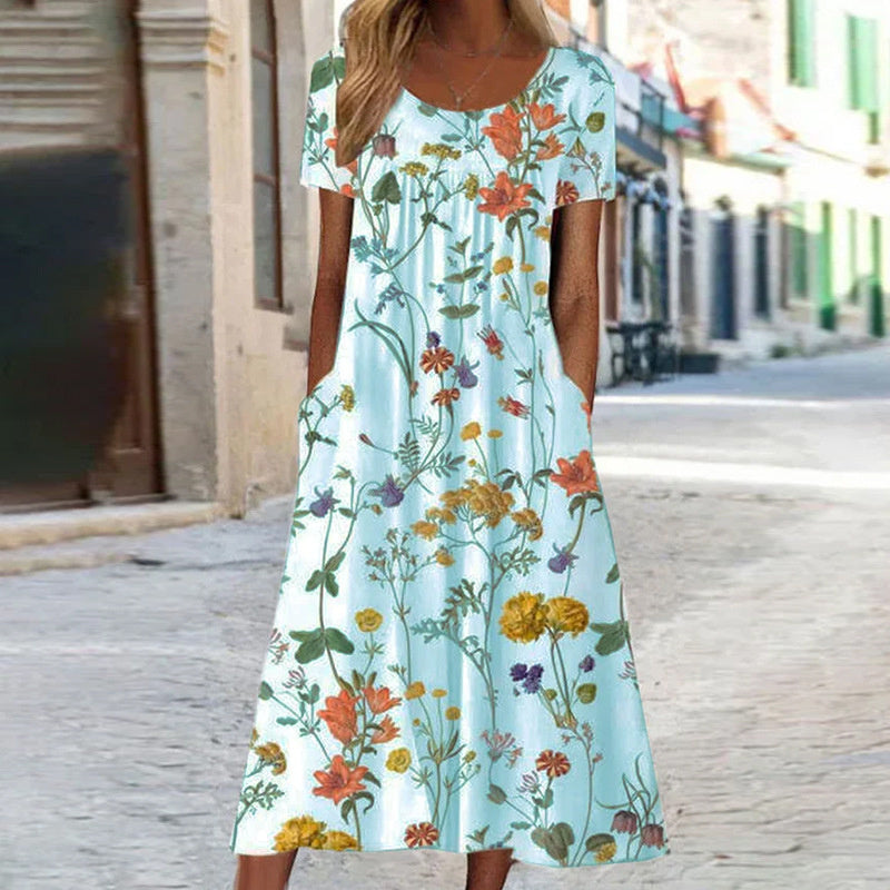 Chic Floral Dress Featuring Tummy Control