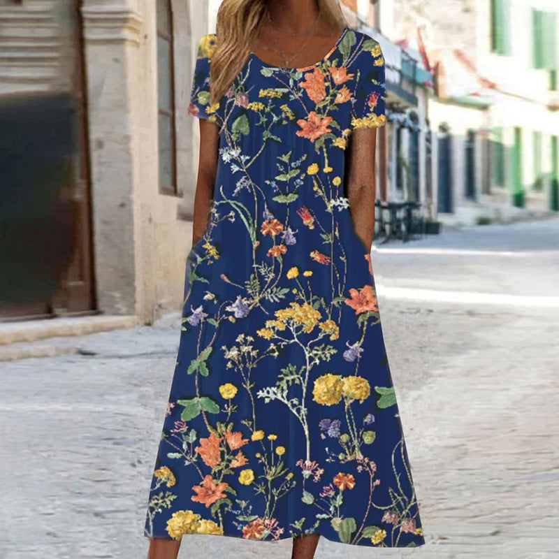 Chic Floral Dress Featuring Tummy Control