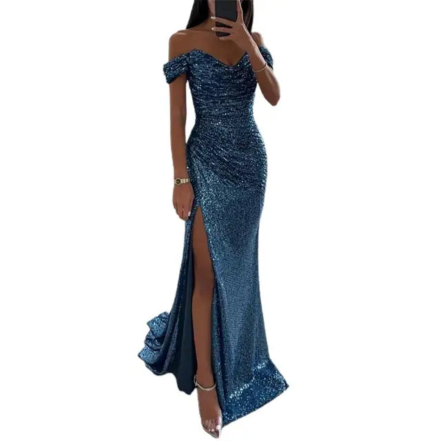 Chic V-Neck Evening Gown