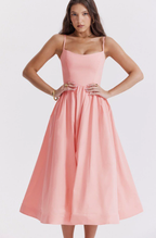 Chic Midi Dress Featuring Elegant Back Lacing Design