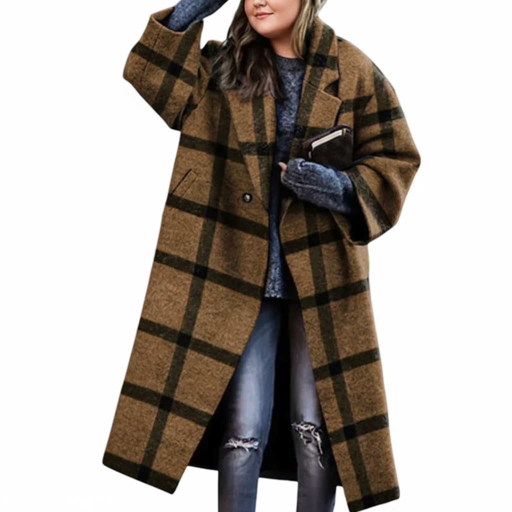 Plus Size Women's Long Wool Coat