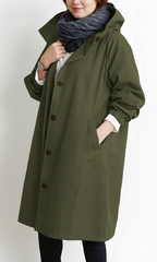 Women's Plus Size Hooded Trench Coat