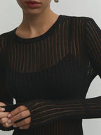 Chic Sheer Blouse with Elegant Stripes