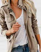 Women's Long Sleeve Jacket with Four Convenient Pockets