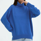 Basic Knit Oversized Turtleneck Sweater for Women