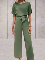 Relaxed Fit Short Sleeve Solid Jumpsuit