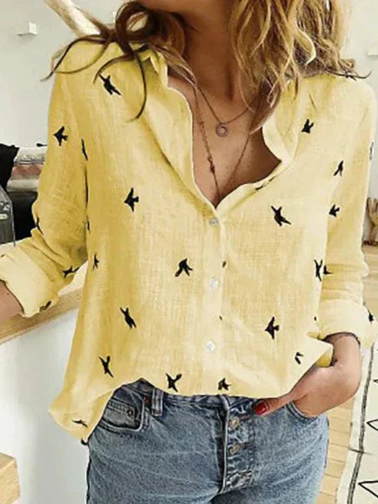Chic Long-Sleeve Cotton Blouse for Women