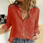 Chic Long-Sleeve Cotton Blouse for Women