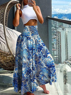 Chic High-Waisted A-Line Skirt with Elastic Waist and Elegant Flow