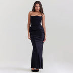 Chic Strapless Evening Gown with Ruffled Waist Details