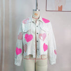 Heart-Embellished Corduroy Jacket with Sequin Detail