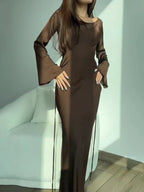 Women's Long Dress with Round Neck