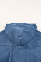 Teal Zip-Up Hooded Jacket with Adjustable Drawstring